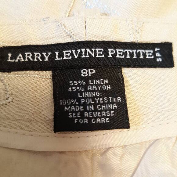 Larry Levine Petetus Embroidered Capris 8P Linen Blend 2 Faux Pockets - Picture 6 of 8